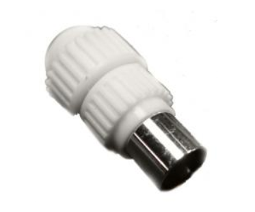 Штекер TV антенный пластмассовый белый (орех) без пайки