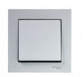 Schneider Electric AtlasDesign Алюминий  Выключатель 1-клавишный схема 1, 10АХ, в сборе ATN000312