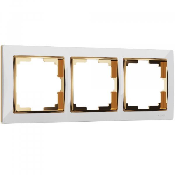 Werkel  Snabb Белый-Золото Рамка 3-местная WL03-Frame-03-white-GD a035254