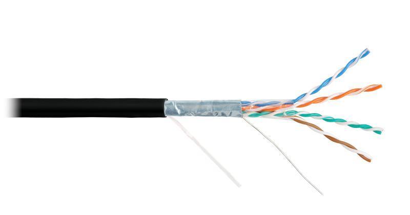 Кабель F/UTP 4 пары кат.5e (класс D) тест по ISO/IEC 100МГц ож BC (чистая медь) 24AWG (0.5мм) внутр./внеш. LSZH -40С нг(А)-HFLTx черн. (уп.305м) NIKOLAN NKL 4200C-BK