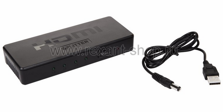 Делитель HDMI 1x4 пластиковый корпус  REXANT 17-6952