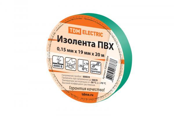 Изолента ПВХ зеленая 19мм 20м TDM