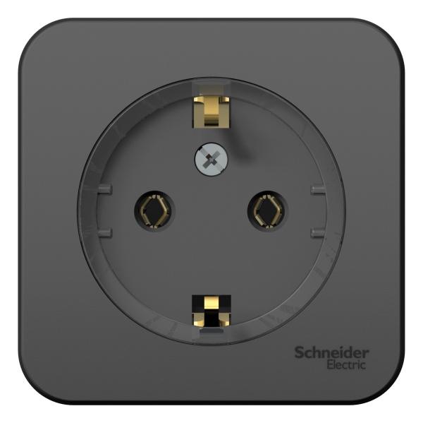 Schneider Electric  BLANCA  Антрацит  Розетка с заземляющими контактами без шторок (компакт) изолирующая пластина 16А, 250В, открытая установка   BLNRA110116
