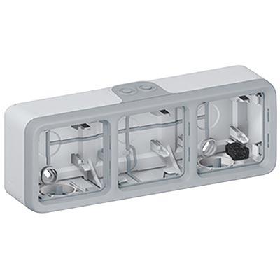 Legrand   Plexo Серый  Короб открытая установка с рамкой 3-местный горизонтальный IP55 69680