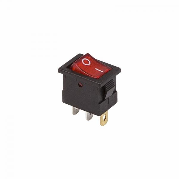 Выключатель клавишный 12V 15А (3с) ON-OFF красный  с подсветкой  Mini  (RWB-206-1, SC-768)  REXANT 36-2170