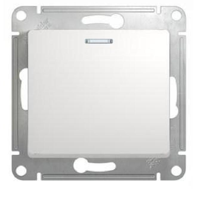 Schneider Electric Glossa  Белый Переключатель 1-клавишный с подсветкой, схема 6а, механизм IP20 скрытая установка GSL000163