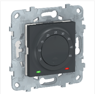 Schneider Electric Unica NEW Антрацит Термостат теплого пола, 10А, выносной термодатчик NU550354