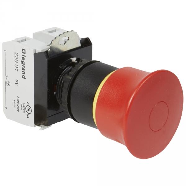 LGR 023725 Osmoz кнопка ав.откл. КРАСН. с гриб.гол 40мм EN418. тяни-толк.+НЗ+НО конт.бл.