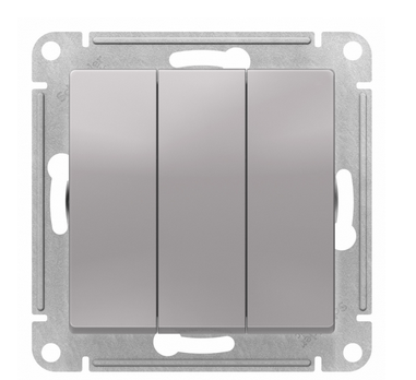 Schneider Electric AtlasDesign Алюминий  Выключатель 3-клавишный схема 1+1+1, 10АХ, механизм ATN000331