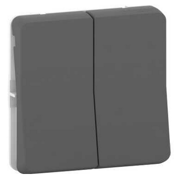 Schneider Electric Mureva Styl  Антрацит Переключатель механизм 2-клавишный схема 6+6, IP55 MUR35019