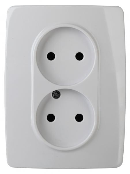 ЭРА  Эра12  Белый  Розетка 2X2P, 16А-250В, б.л.,  12-2007-01 Б0038810