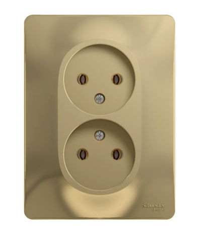 Schneider Electric Glossa Титан Розетка 2-местная без заземляющих контактов в сборе с рамкой IP20 скрытая установка GSL000420