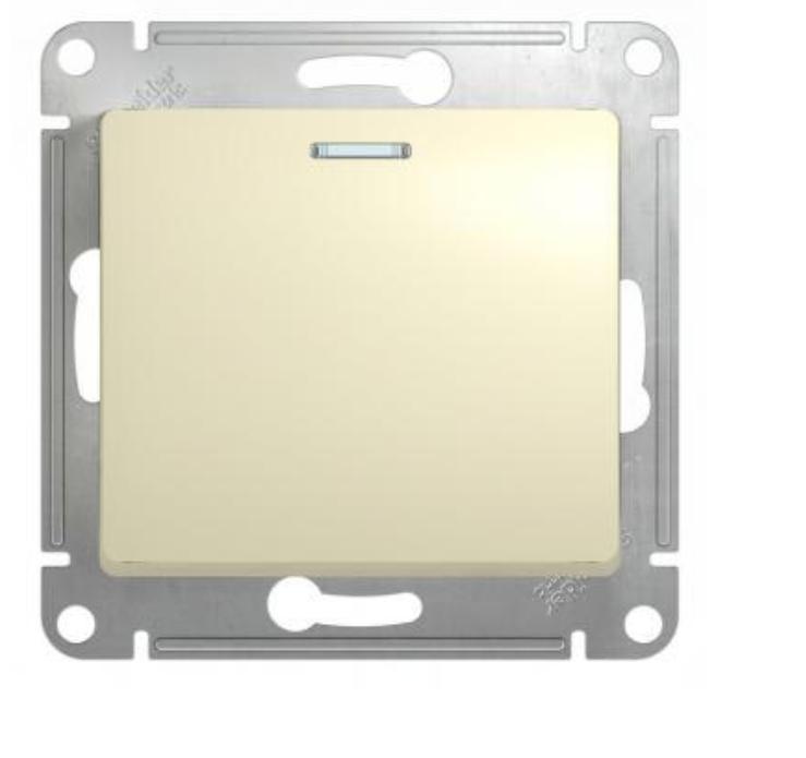 Schneider Electric Glossa  Бежевый Переключатель 1-клавишный с подсветкой, схема 6а, механизм IP20 скрытая установка GSL000263