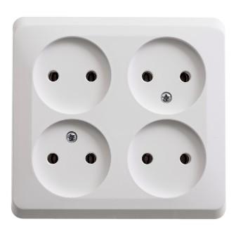 Schneider Electric  ЭТЮД  Белый  Розетка 4-местная открытая установка без заземляющих контактов  PA16-205B
