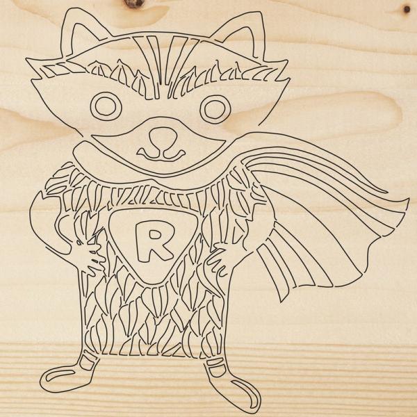 Доска для выжигания REXANT, «Супергерой Енот», 150х150 мм, 1 шт., пакет 12-0904