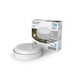 Светильник светодиодный Universal ДБП 12Вт 6500К IP65 980лм d160х53 ЖКХ кругл. GAUSS 126411312