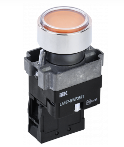 Кнопка LA167-BWF3571 d=22мм RC 1з с подсвет. желтая IEK