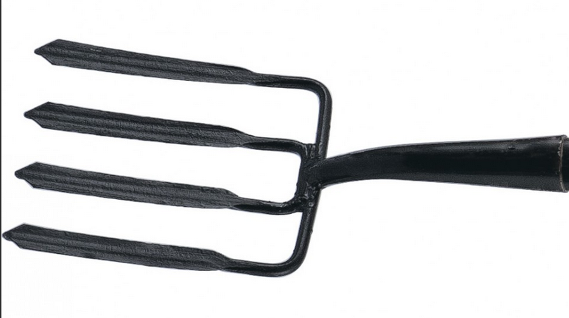 Вилы копальные 4-рогие, 190 х395 мм, широкий зуб, удлиненная тулейка, без черенка (АРТИ) // Россия