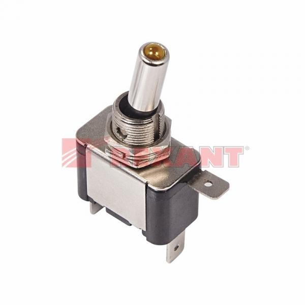 Тумблер 12V 20А (3c) ON-OFF однополюсный  с желтой LED подсветкой  (ASW-07D)  REXANT 36-4332