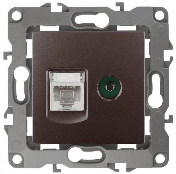 ЭРА  Эра12  Бронза  Розетка информационная RJ45+TV,   12-3110-13