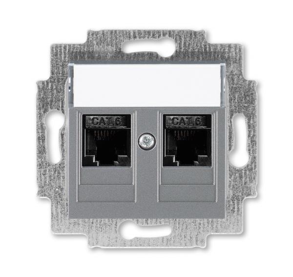ABB  Levit  Сталь Розетка компьютерная, 2хRJ45 категория 6, 2CHH296118A6069
