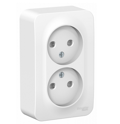Schneider Electric  BLANCA  Белый  Розетка 2-местная без заземляющих контактов со шторками изолирующая пластина,16А, 250В, IP20  открытая установка BLNRA001211