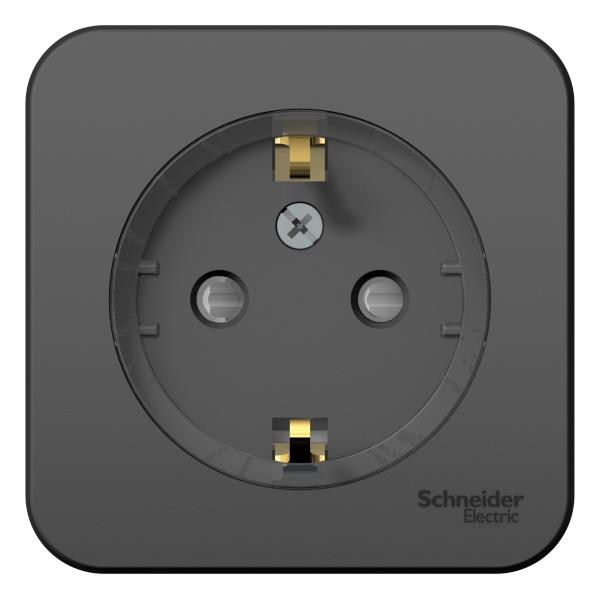 Schneider Electric  BLANCA  Антрацит  Розетка с заземляющими контактами со шторками, (компакт) изолирующая пластина 16А, 250В, открытая установка BLNRA111116