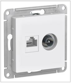 Schneider Electric AtlasDesign  Белый  Розетка 2-местная ТВ + компьютерная RJ45, кат. 5Е, ATN000189