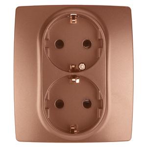 ЭРА  Эра12  Медь  Розетка 2X2P+E Schuko со шторками 16АХ-250В   12-2104-14 Б0019333