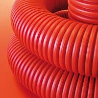 Труба гибкая двустенная DKC 121990 для кабельной канализации с протяжкой д.90мм, цвет красный (50м.) Цена за метр (кратно 50)