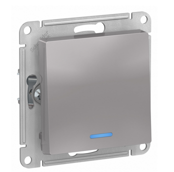 Schneider Electric AtlasDesign Алюминий  Выключатель 1-клавишный с подсветкой схема 1а, 10АХ, механизм ATN000313