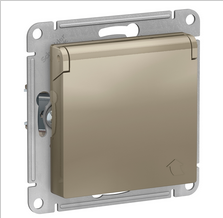 Schneider Electric AtlasDesign Шампань  Розетка с заземляющими контактами со шторками с крышкой, 16А, IP20, механизм ATN000546