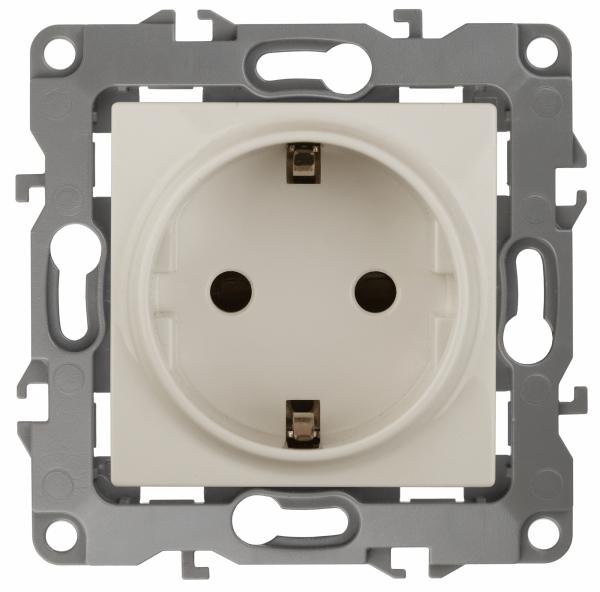 ЭРА  Эра12  Слоновая Кость  Розетка 2P+E Schuko, 16АХ-250В, винт, 12-2111-02