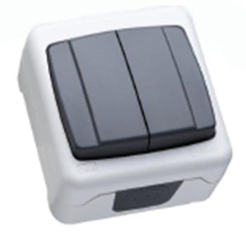 Makel  Менекше Серый Выключатель 2-клавишный IP55 открытая установка (пружинные зажимы) 36064103