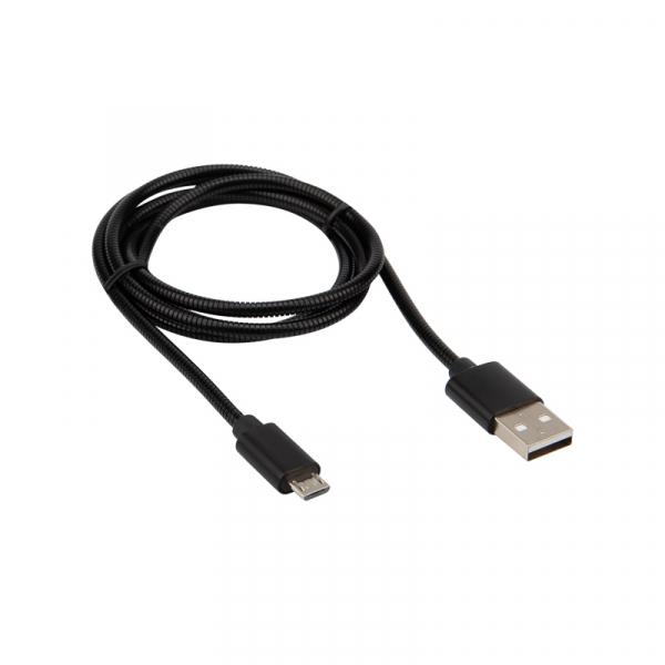 USB кабель micro USB, шнур в металлической оплетке, серебристый  REXANT 18-4241