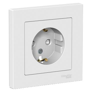 Schneider Electric AtlasDesign  Белый  Розетка с заземляющими контактами со шторками 16А, в сборе ATN000144