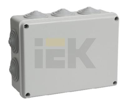 Коробка распаячная КМ41243 для о/п 190х140х70мм IP44 (RAL7035, 10 гермовводов) IEK