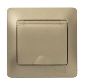 Schneider Electric Glossa Титан Розетка с заземляющими контактами со шторками с крышкой IP20, в сборе с рамкой IP20 скрытая установка GSL000446