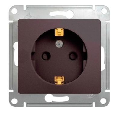 Schneider Electric Glossa Графит Розетка с заземляющими контактами со шторками, 16А, 250В механизм IP20 скрытая установка GSL001345