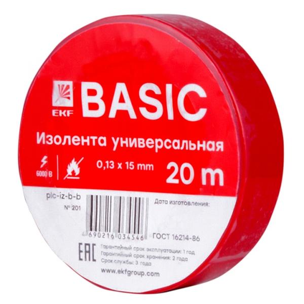 Изолента ПВХ красная 15мм 20м EKF