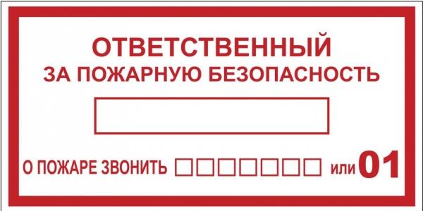 Плакат "Ответственный за пожарную безопасность" B03 (100х200мм.) EKF PROxima