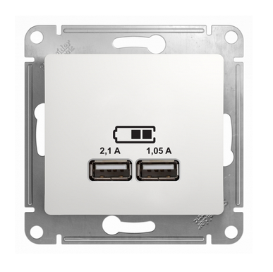 Schneider Electric Glossa  Белый Розетка USB, 5В/2100мА, 2х5В/1050мА, GSL000133
