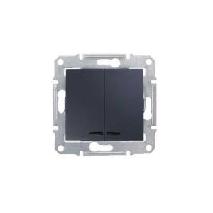 Schneider Electric Sedna Графит Выключатель механизм 2-клавишный с синей подсветкой 10А IP20 скрытая установка SDN0300370