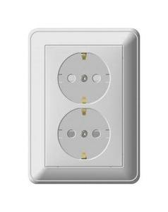 Schneider Electric  Wessen59  Матовый Хром  Розетка 2-местная в сборе с заземляющими контактами скрытая установка (250В, 16А, защитные шторки) RS16-255-58