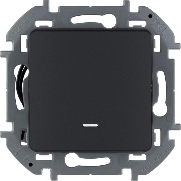 Legrand INSPIRIA Антрацит Выключатель 1-клавишный с подсветкой IP20 скрытая установка 673613