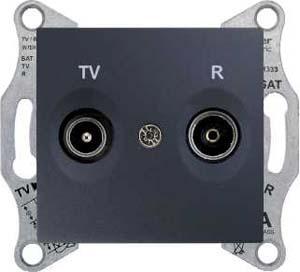 Schneider Electric Sedna Графит Розетка механизм TV/R проходной 4dB IP20 скрытая установка SDN3301870