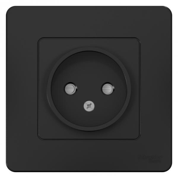 Schneider Electric  BLANCA  Антрацит  Розетка без заземляющих контактов со шторками, 16А, 250В, скрытая установка  BLNRS000116