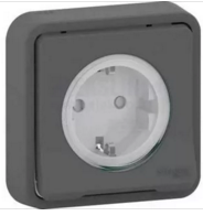 Schneider Electric Mureva Styl  Антрацит Розетка с заземляющими контактами и шторками скрытая установка IP55 MUR36132