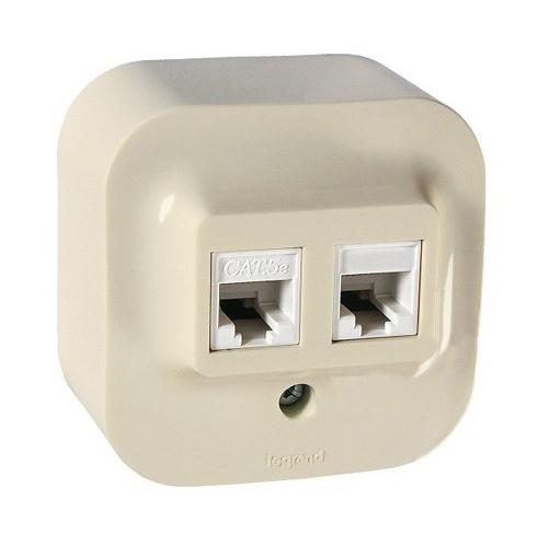Legrand  Quteo  Слоновая Кость Розетка RJ11+RJ45 кат 5 UTP открытая установка 782251