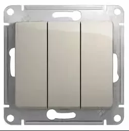 Schneider Electric Glossa Молочный Выключатель 3-клавишный схема3, 10AX, механизм IP20 скрытая установка GSL000931